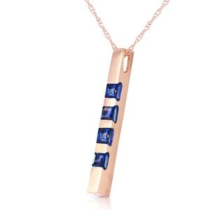 14K. SOLID GOLD NECKLACE BAR WITH NATURAL SAPPHIRE